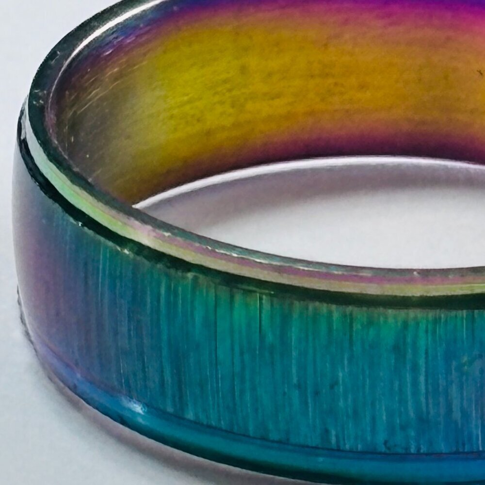 Rainbow Titanium Band Ring Oil Slick Multicolor Unisex - Picture 4 of 9